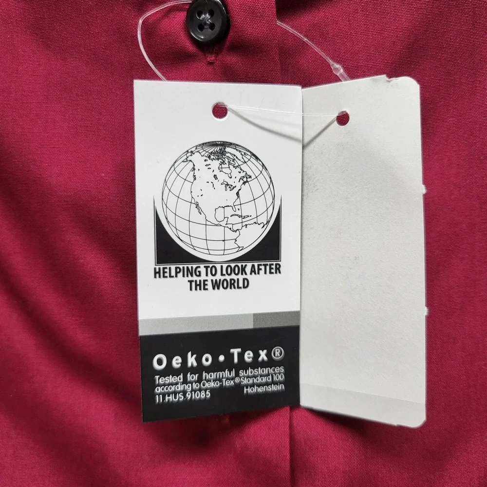 Van Heusen Men Button Up Shirt 16X32 Red Long Sleeve Poplin‎ NWT